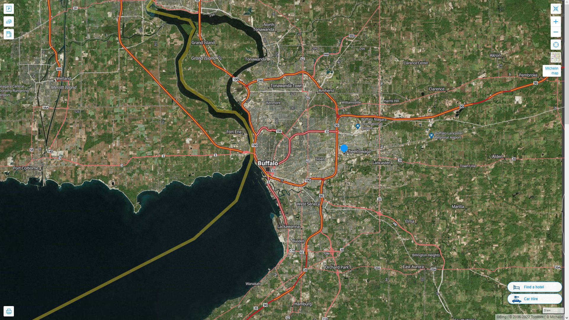 Cheektowaga New York Highway and Road Map with Satellite View